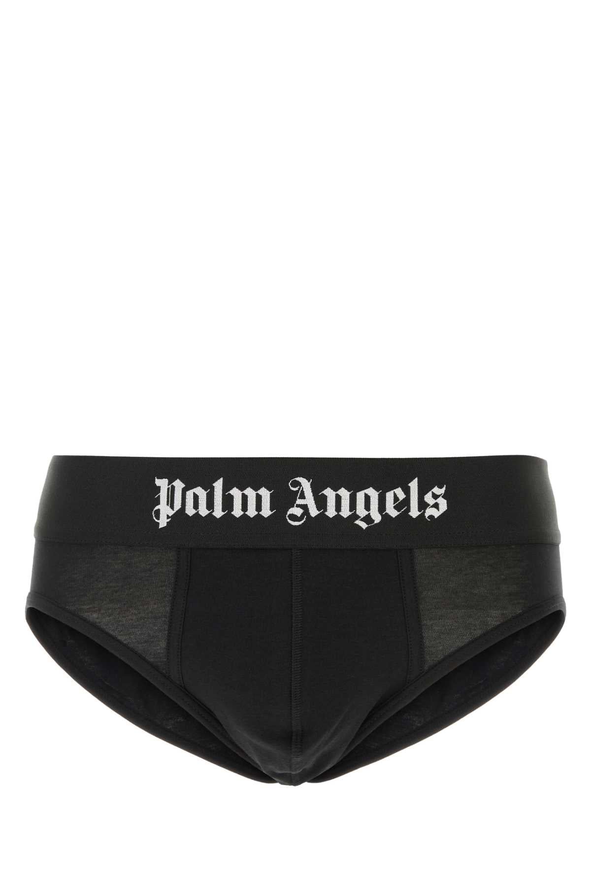 Palm Angels Men Black Stretch Cotton Brief Set