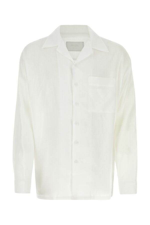 Prada Men White Linen Shirt