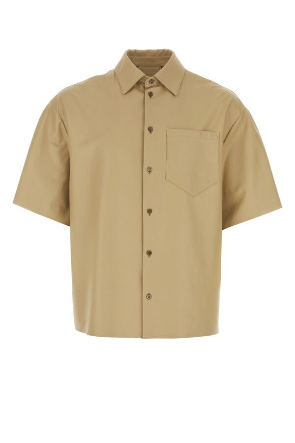 Prada Men Beige Leather Shirt