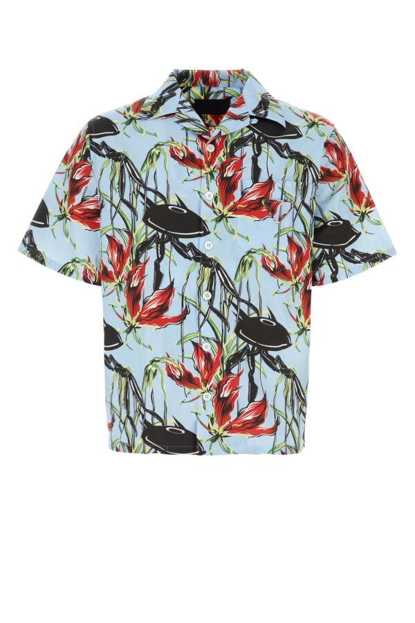 Prada Men Printed Poplin Shirt