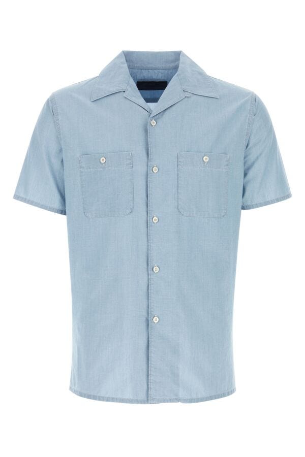 Prada Men Light-Blue Cotton Shirt