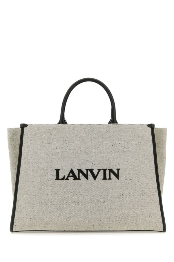 Lanvin Women Melange Grey Cotton Blend Medium In & Out Shopping Bag