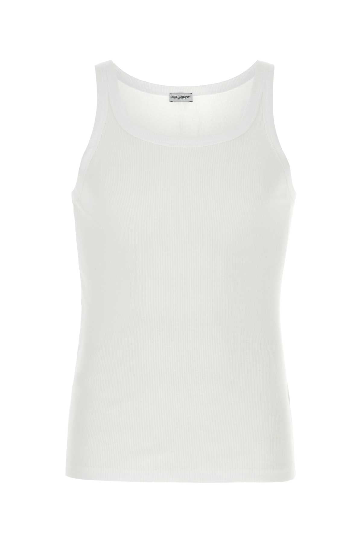 Dolce & Gabbana Men White Cotton Marcello Tank Top