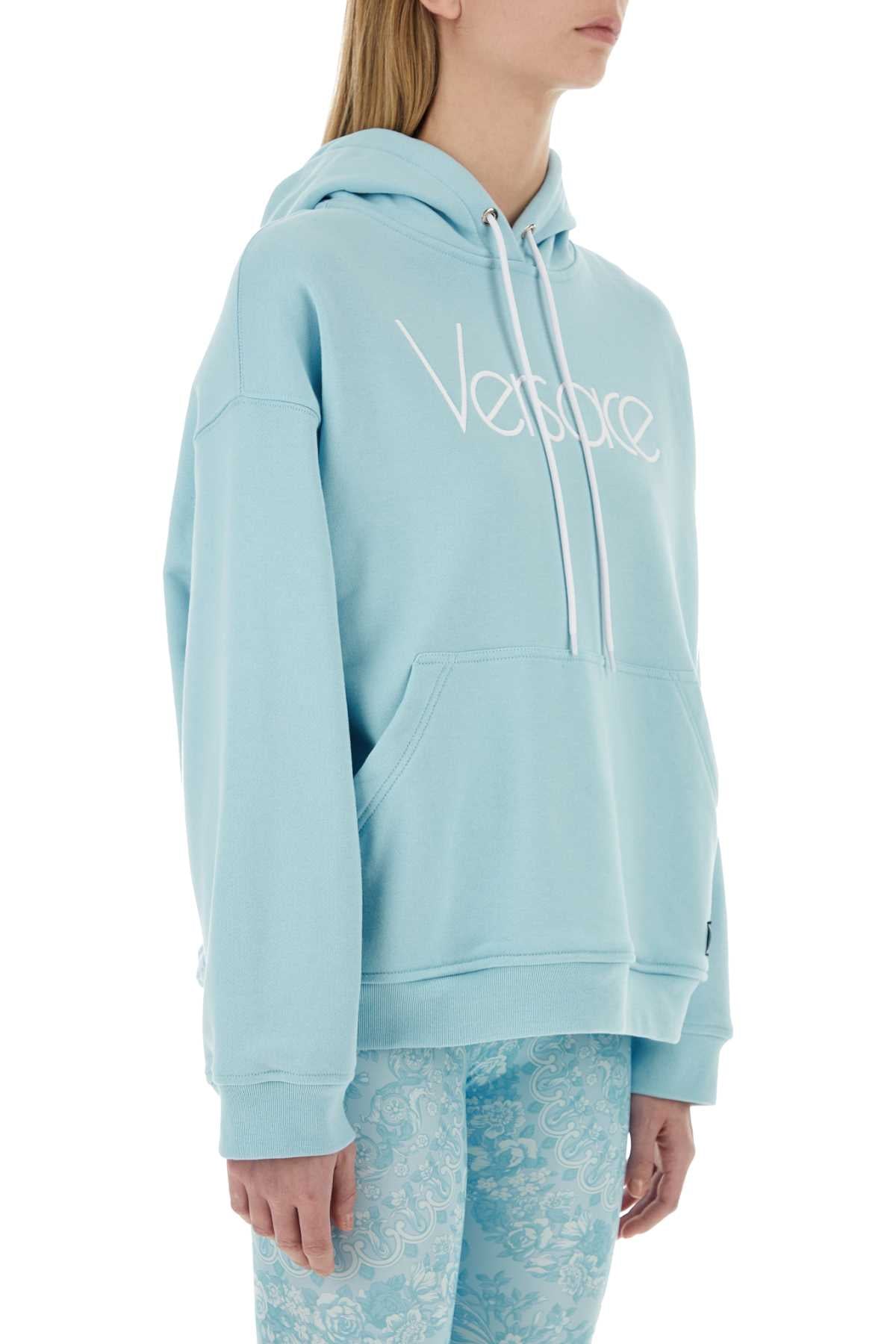 Versace Women Light-Blue Cotton Oversize Sweatshirt