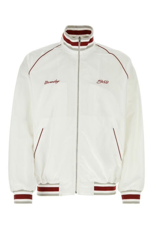 Givenchy Men White Nylon Bomber Jacket