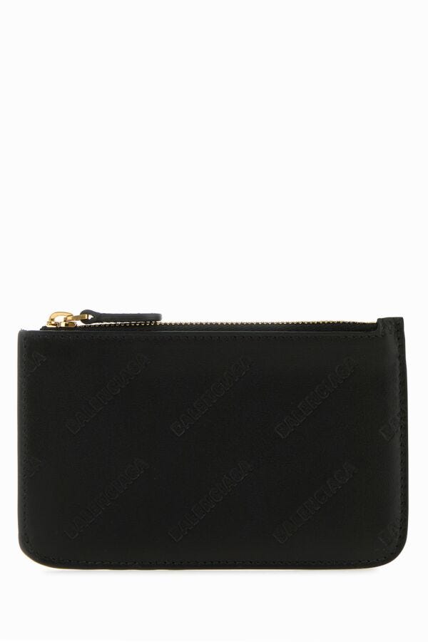 Balenciaga Women Black Leather Card Holder