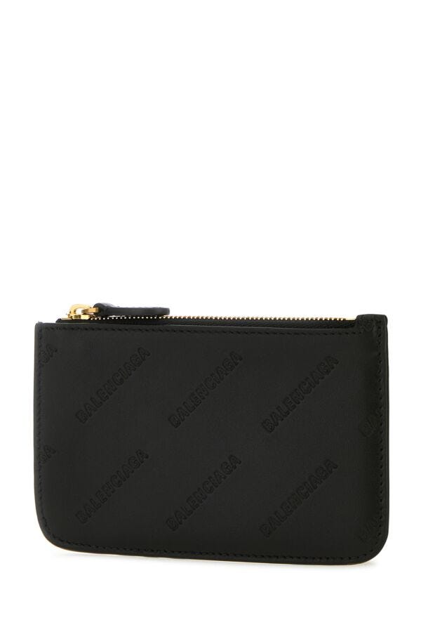 Balenciaga Women Black Leather Card Holder