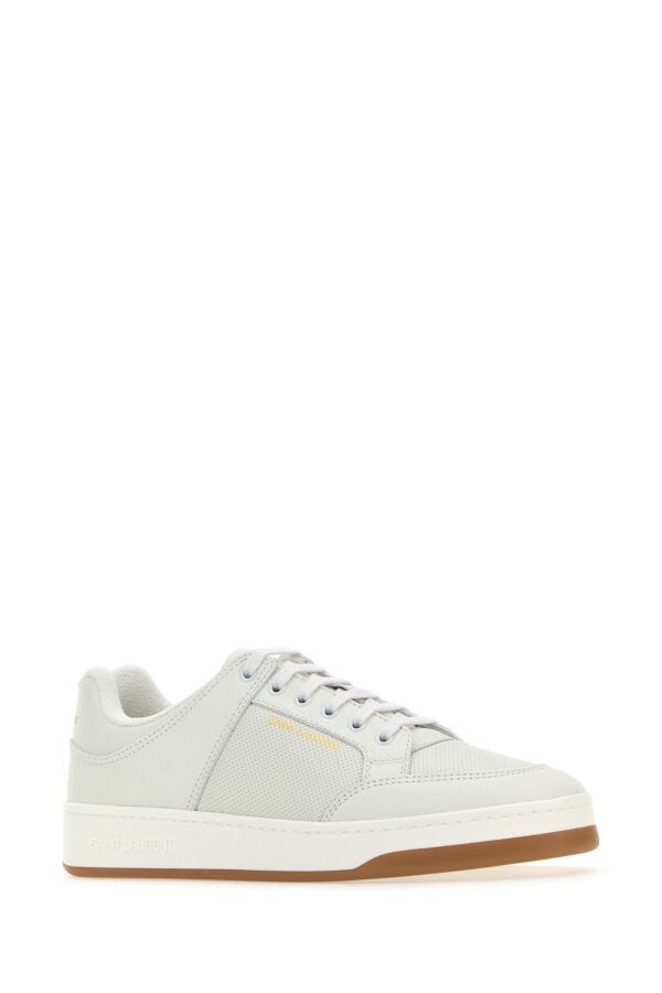 Saint Laurent Men White Leather Sl/16 Sneakers