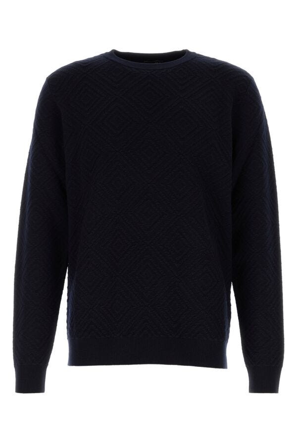 Giorgio Armani Men Midnight Blue Wool Blend Sweater