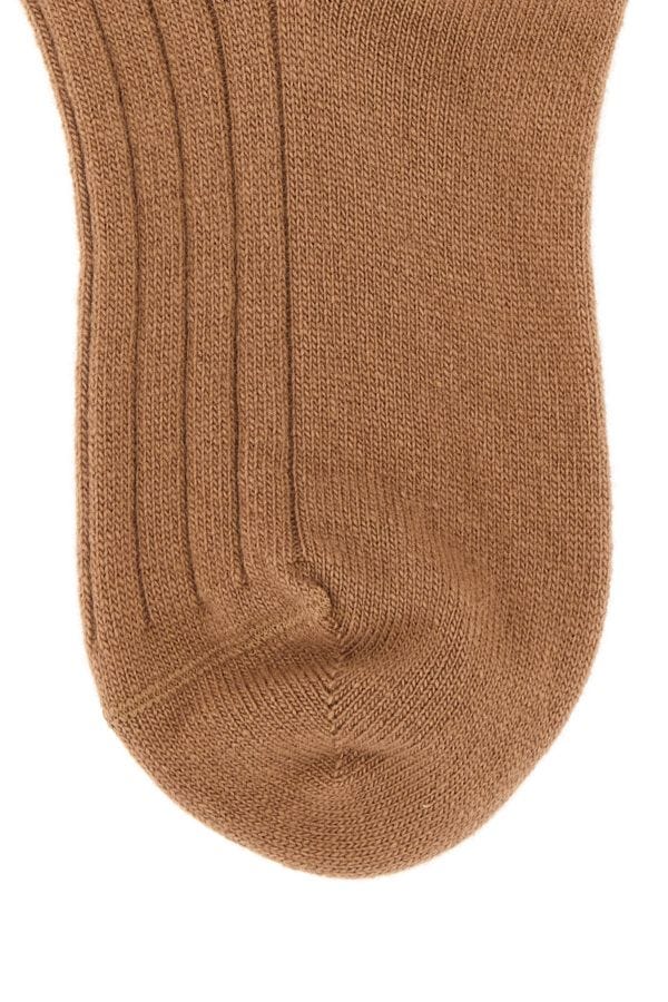 Prada Woman Camel Stretch Wool Blend Socks