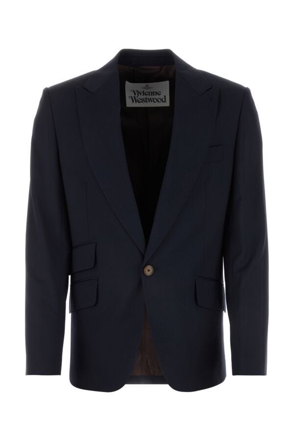 Vivienne Westwood Men Navy Blue Wool Blazer