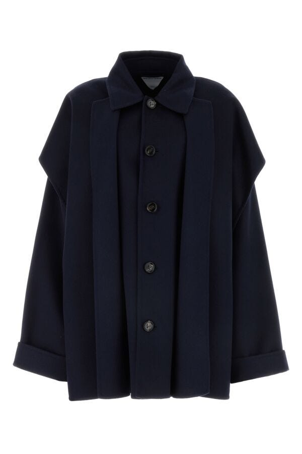 Bottega Veneta Women Midnight Blue Wool Blend Coat