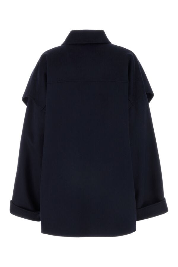 Bottega Veneta Women Midnight Blue Wool Blend Coat