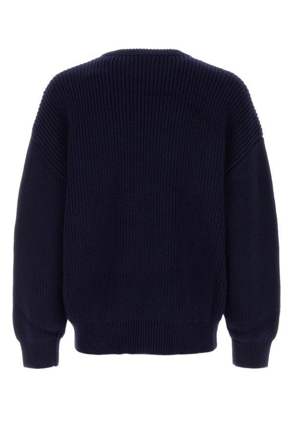 Marine Serre Men Navy Blue Wool Sweater