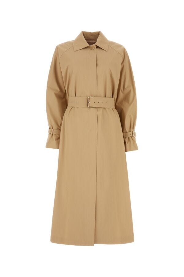 Max Mara Women Beige Stretch Cotton Memo Oversize Trench