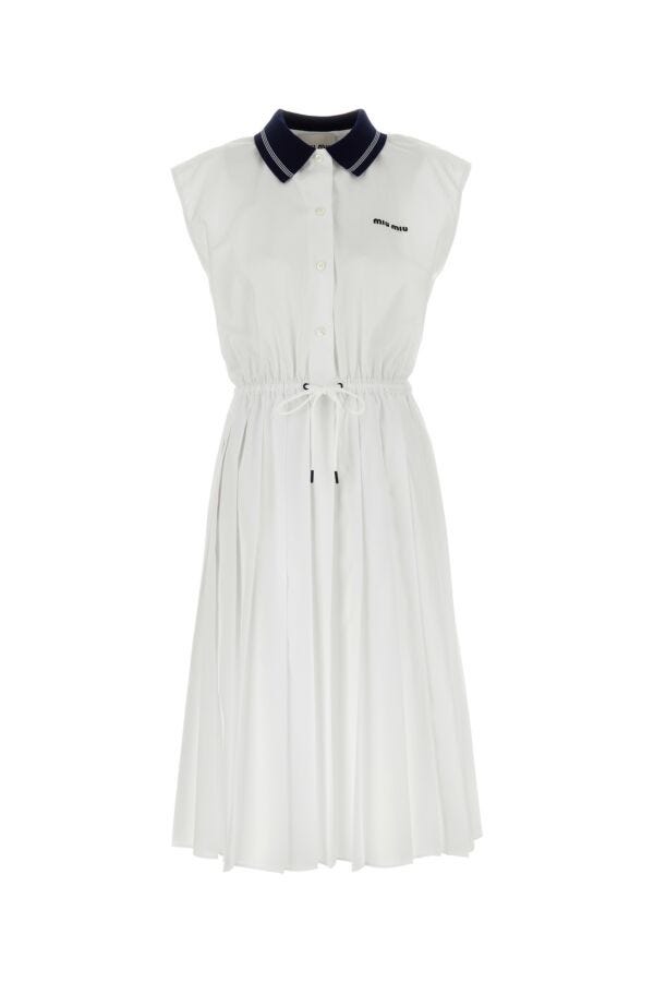 Miu Miu Women White Poplin Shirt Dress