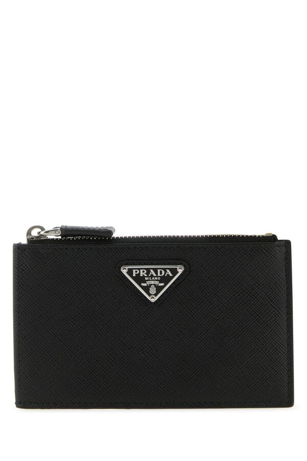 Prada Men Black Leather Card Holder