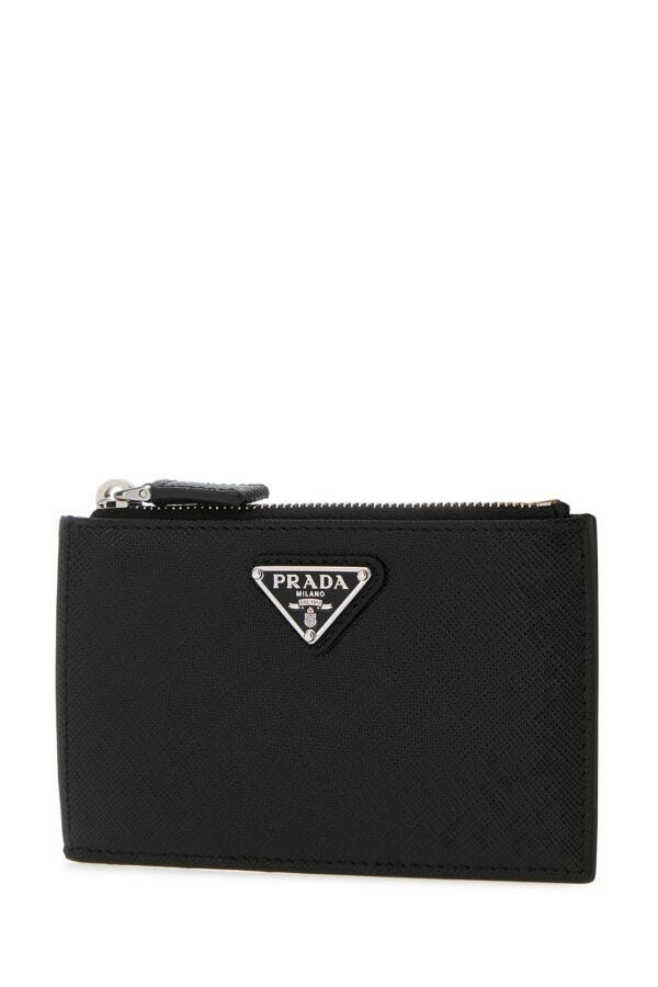 Prada Men Black Leather Card Holder