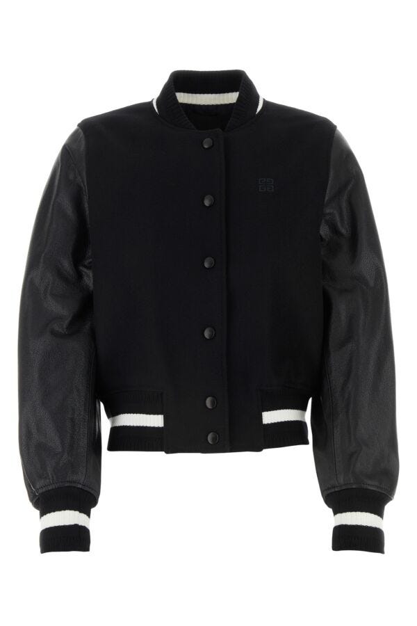 Givenchy Women Black Cotton Blend Bomber Jacket