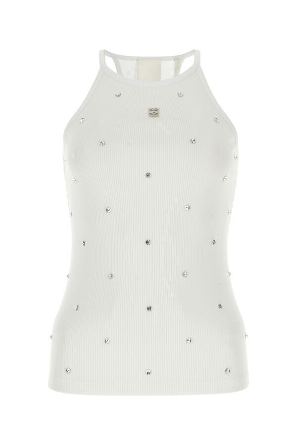 Givenchy Women White Stretch Viscose Blend Tank Top