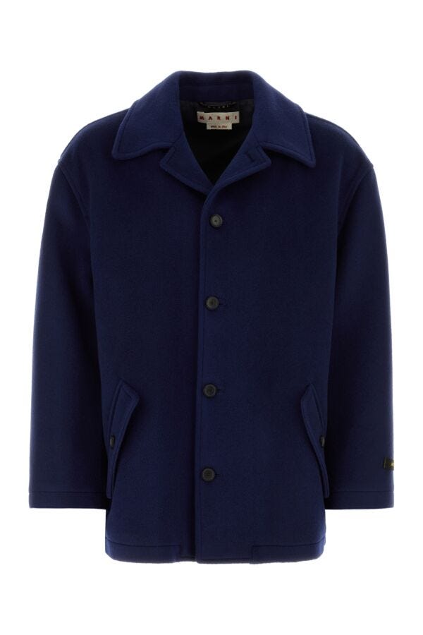 Marni Men Blue Wool Blend Coat