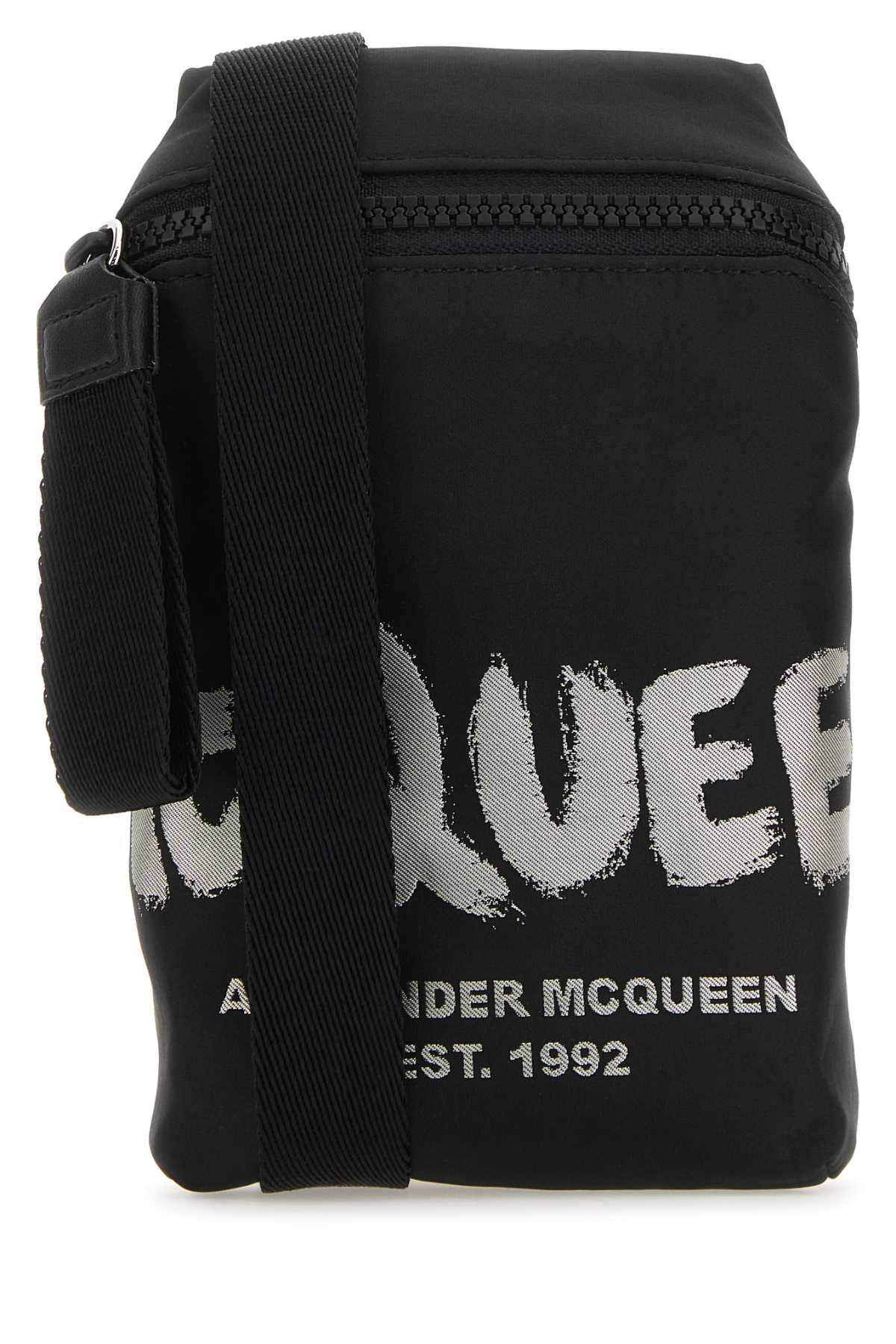 Alexander Mcqueen Men Black Fabric Mcqueen Graffiti Crossbody Bag