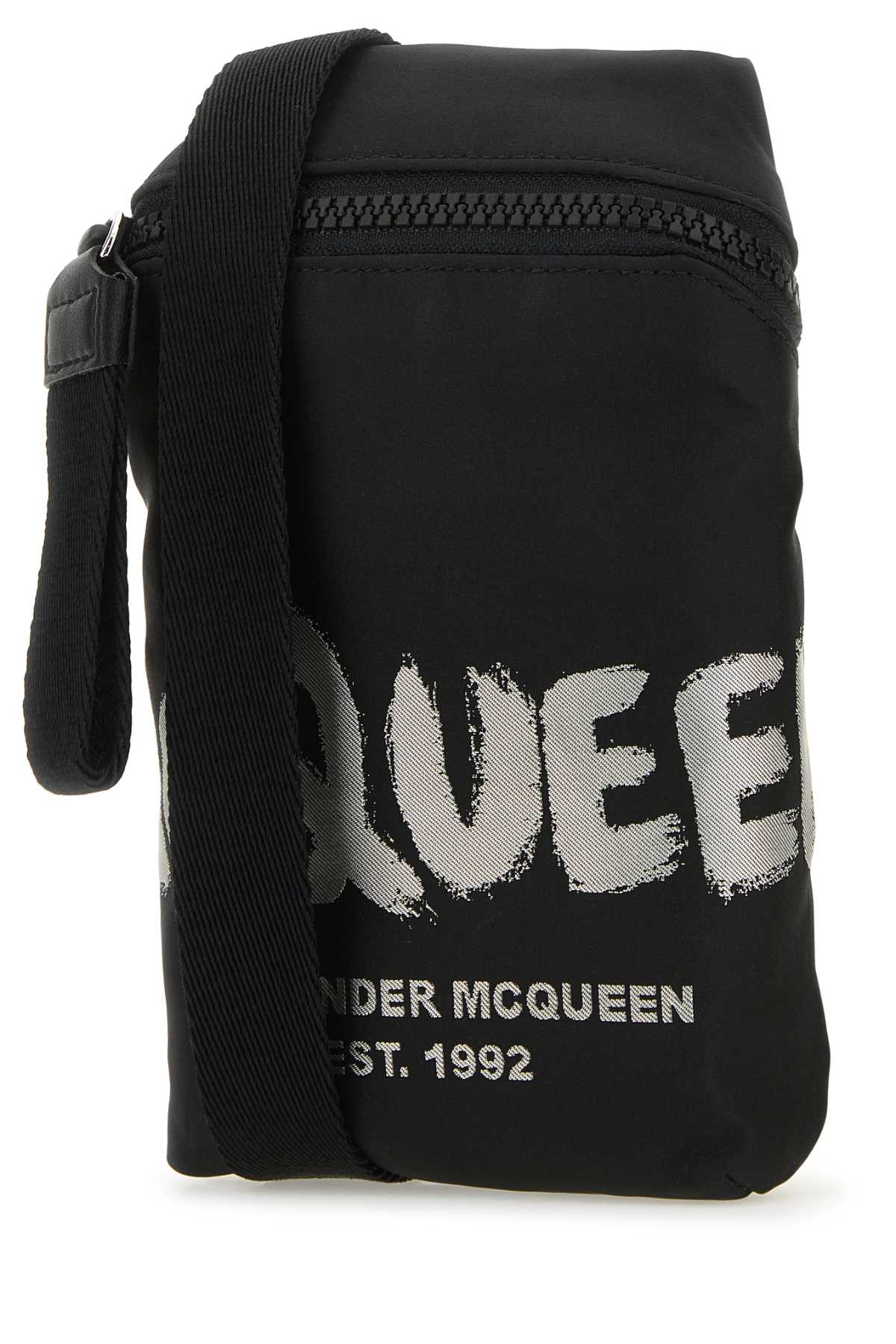 Alexander Mcqueen Men Black Fabric Mcqueen Graffiti Crossbody Bag