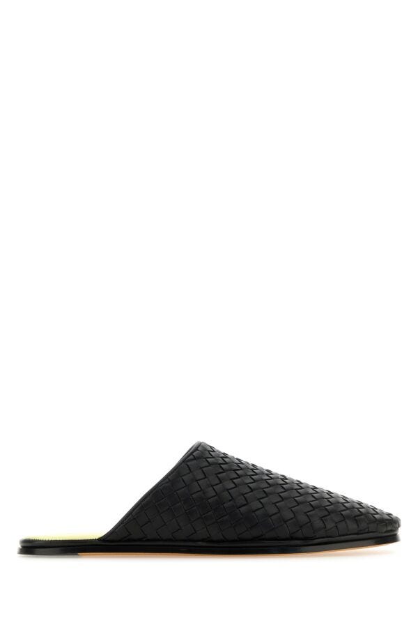 Bottega Veneta Men Black Nappa Leather Slippers