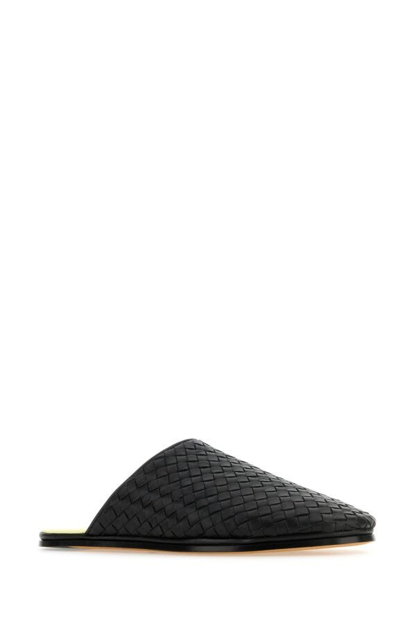 Bottega Veneta Men Black Nappa Leather Slippers