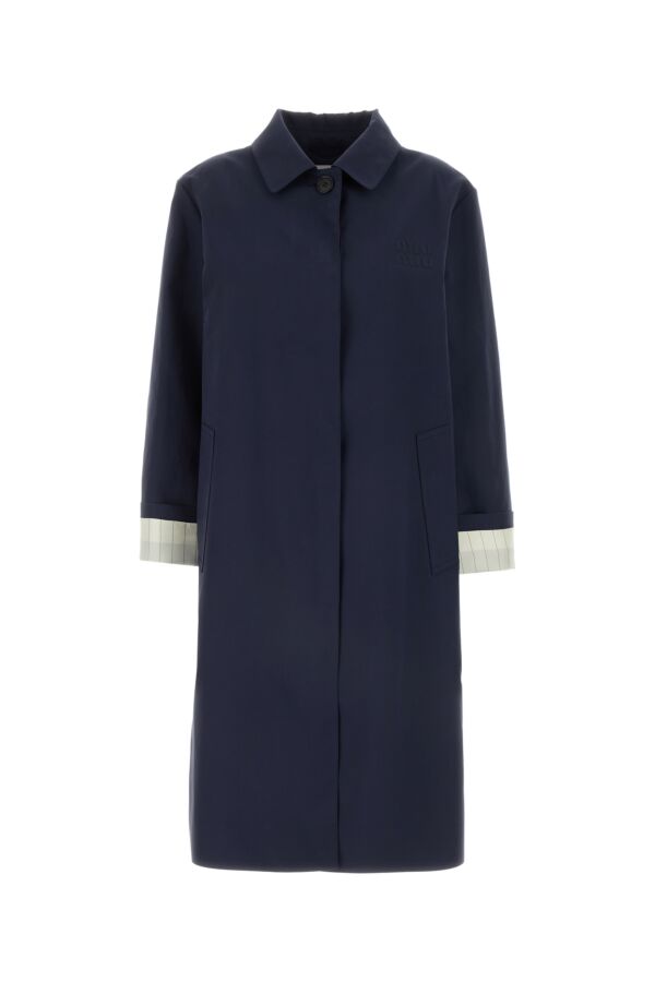 Miu Miu Women Midnight Blue Cotton Trench Coat