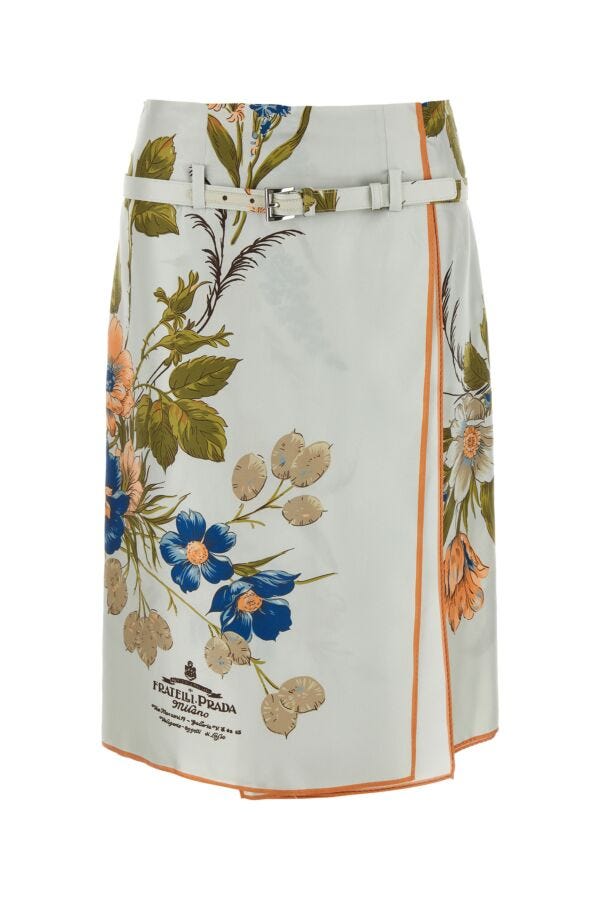 Prada Women Printed Silk Skirt