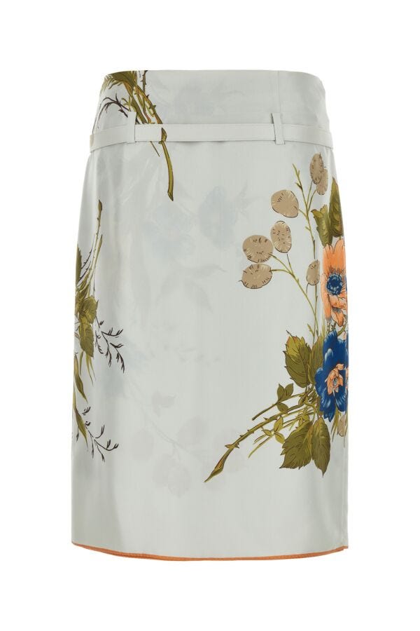 Prada Women Printed Silk Skirt