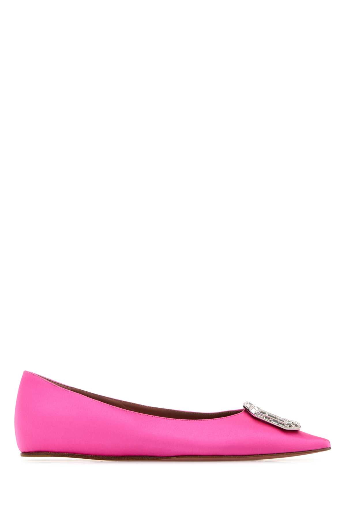 Amina Muaddi Women Pink Satin Camelia Ballerinas