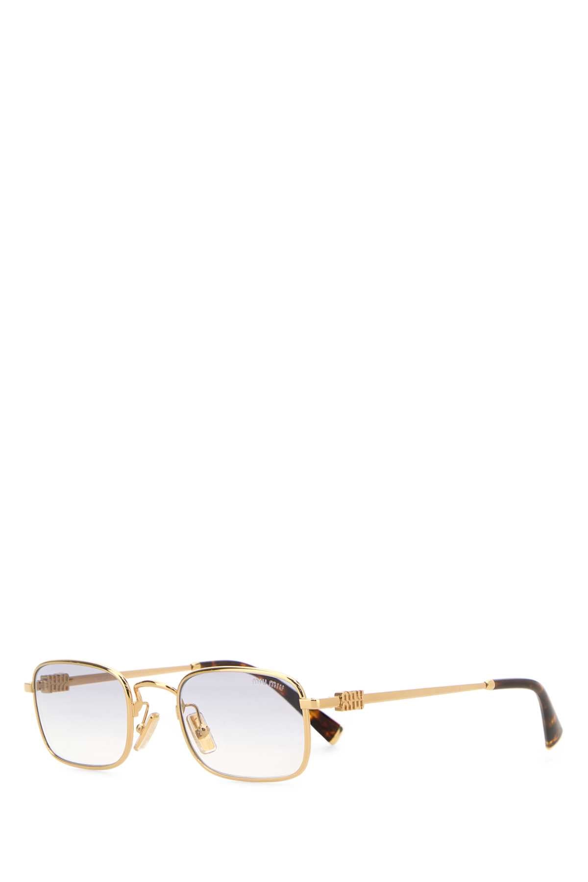 Miu Miu Women Gold Metal Miu Miu Logo Sunglasses