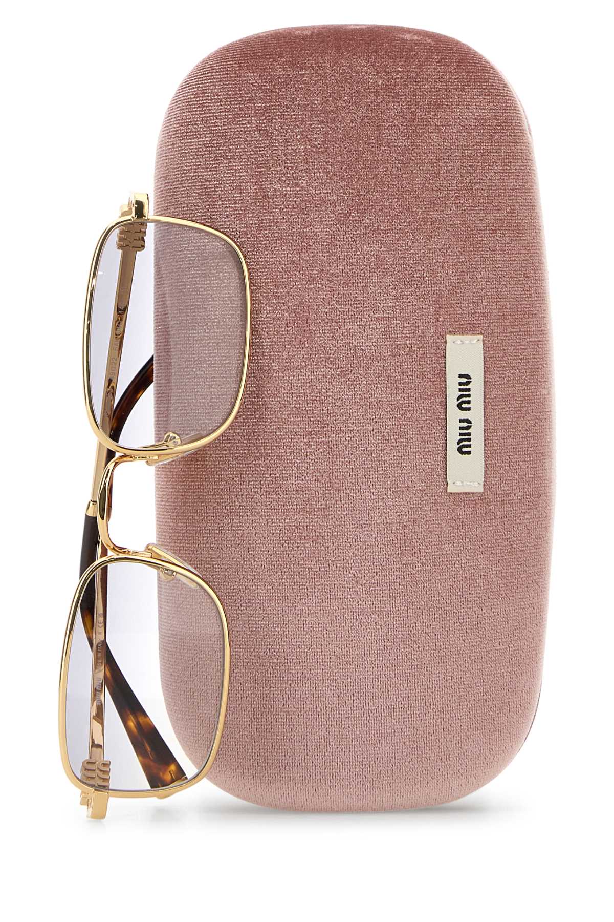 Miu Miu Women Gold Metal Miu Miu Logo Sunglasses