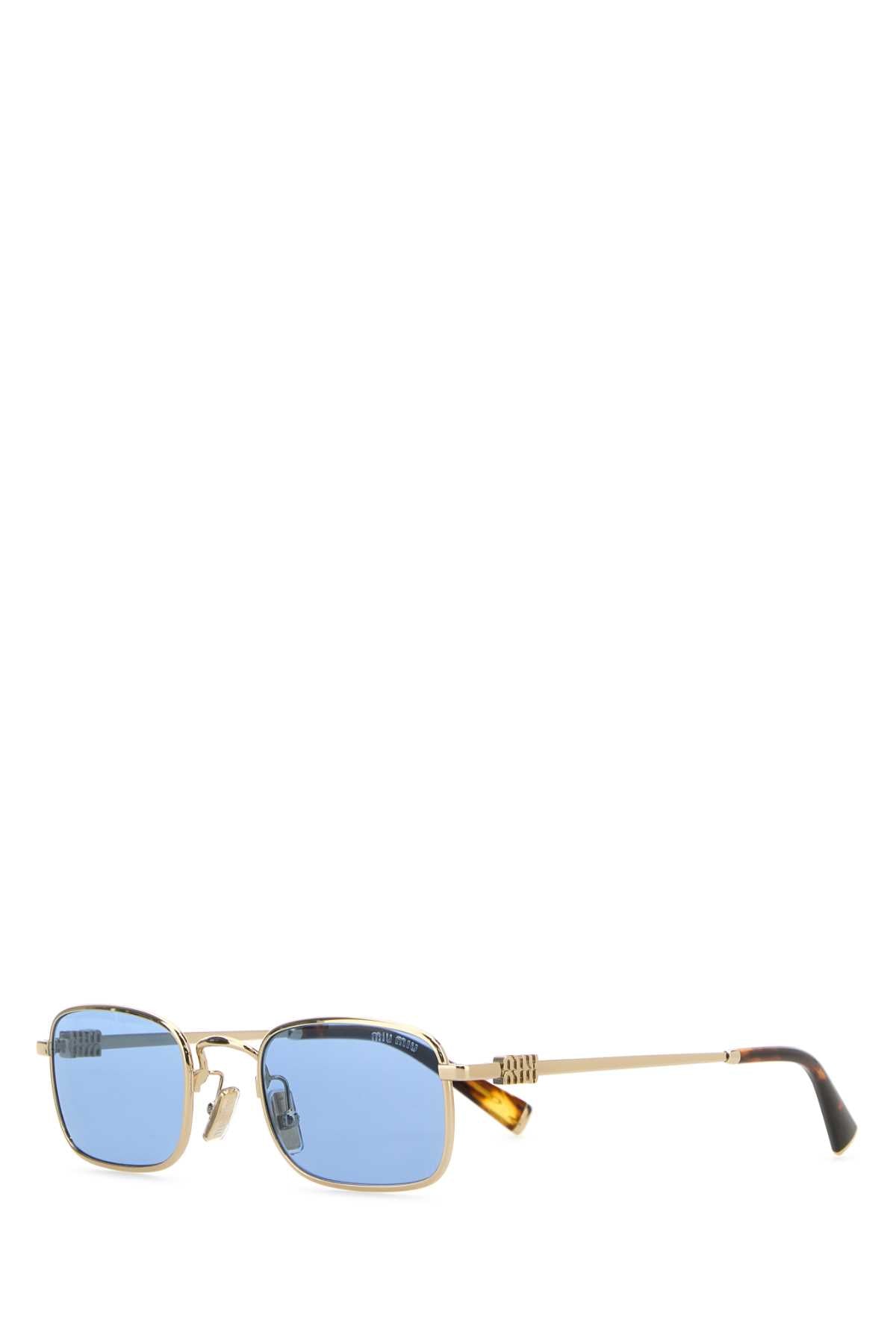 Miu Miu Women Gold Metal Miu Miu Logo Sunglasses