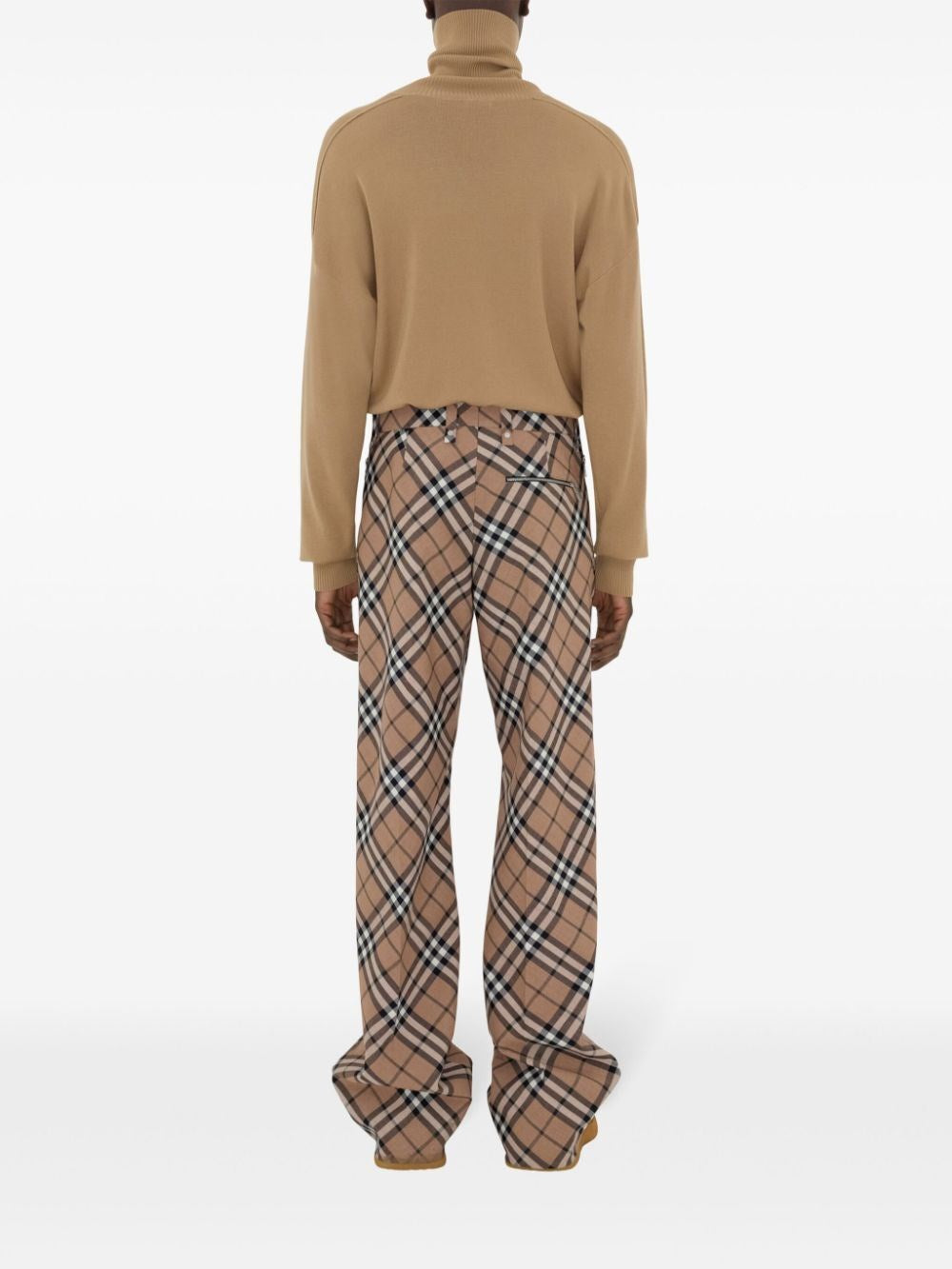 Burberry Men Check Wool Blend Tailored Trousers