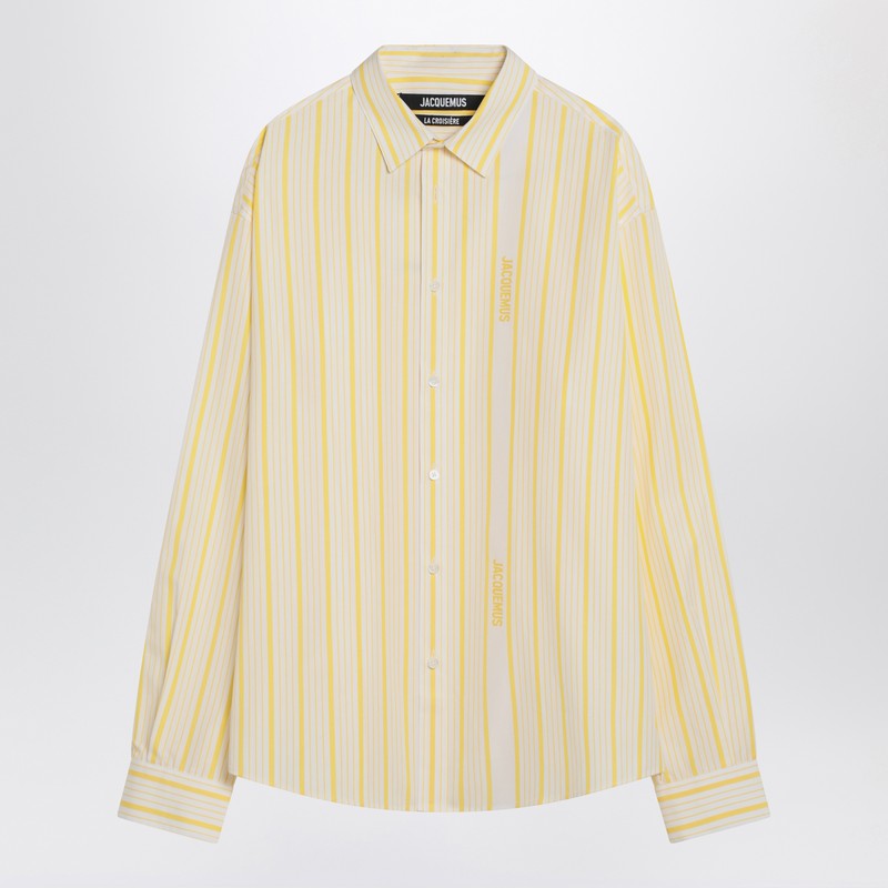 Jacquemus White/Yellow Striped Shirt With Logo Men