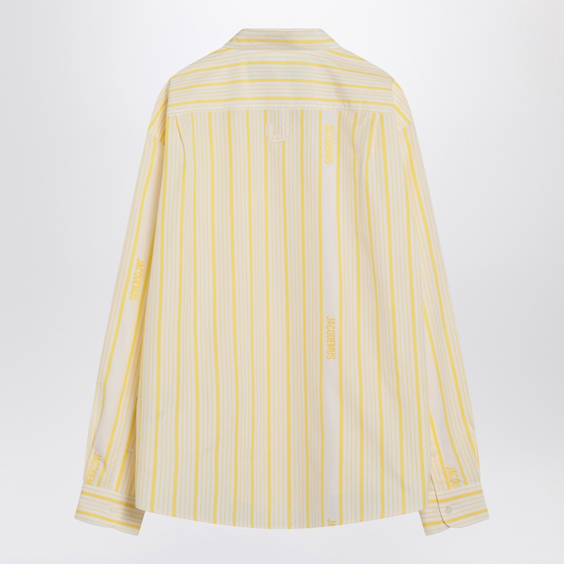 Jacquemus White/Yellow Striped Shirt With Logo Men