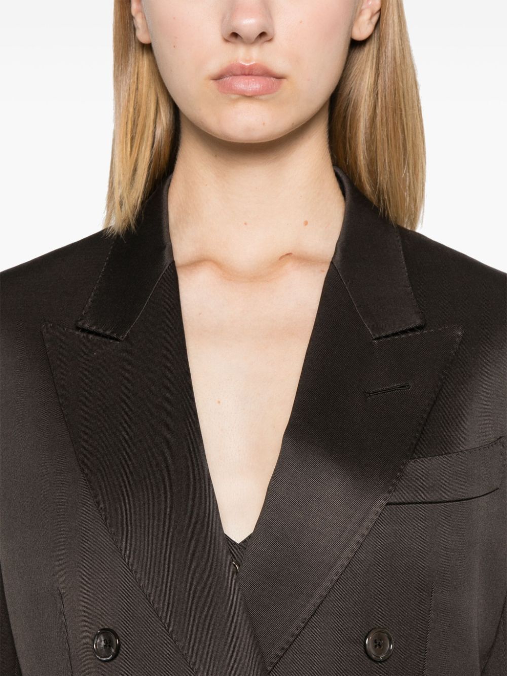 Tom Ford Women Silk And Wool Twill Double Breasted Jacket