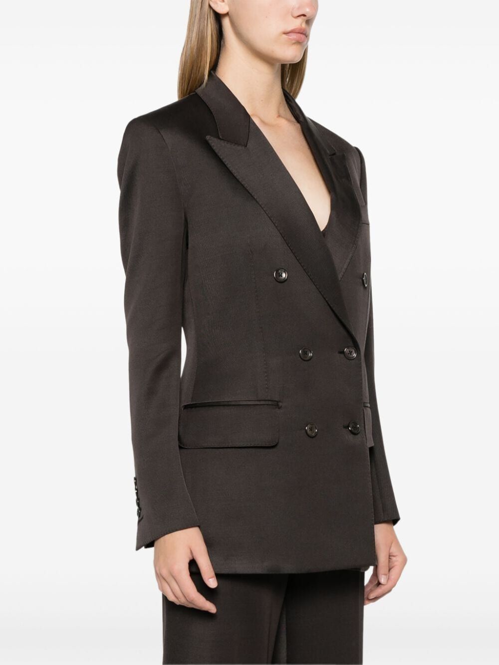 Tom Ford Women Silk And Wool Twill Double Breasted Jacket