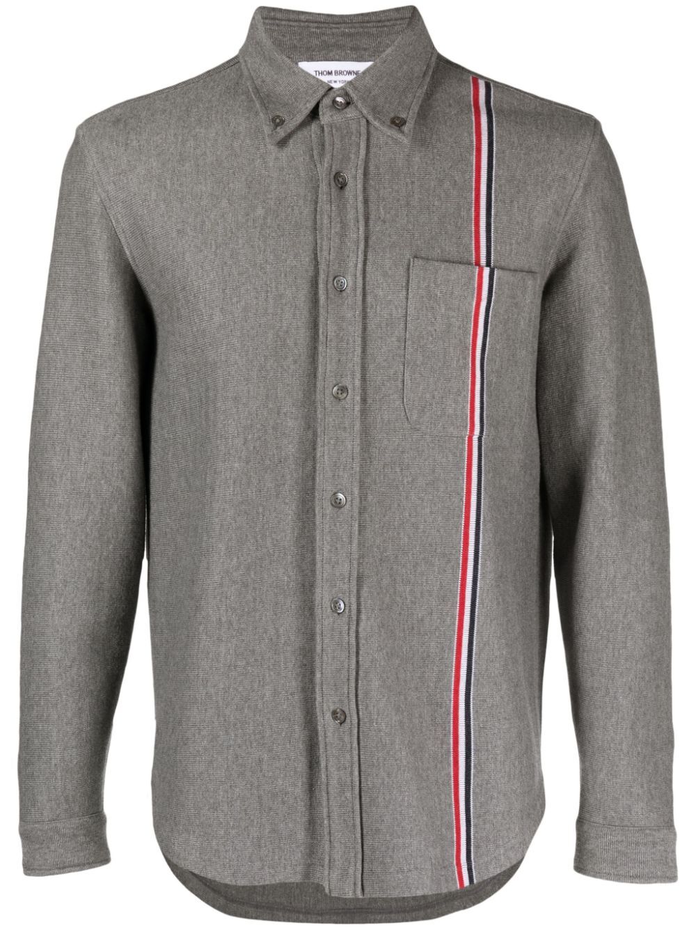 Thom Browne Men Shirt Jacket In Double Face Knit Eng Rwb Stripe