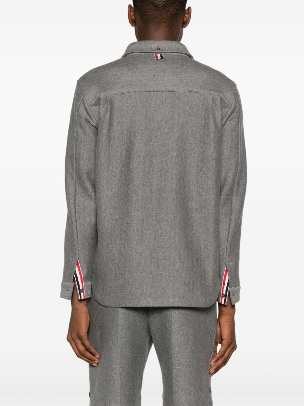 Thom Browne Men Shirt Jacket In Double Face Knit Eng Rwb Stripe