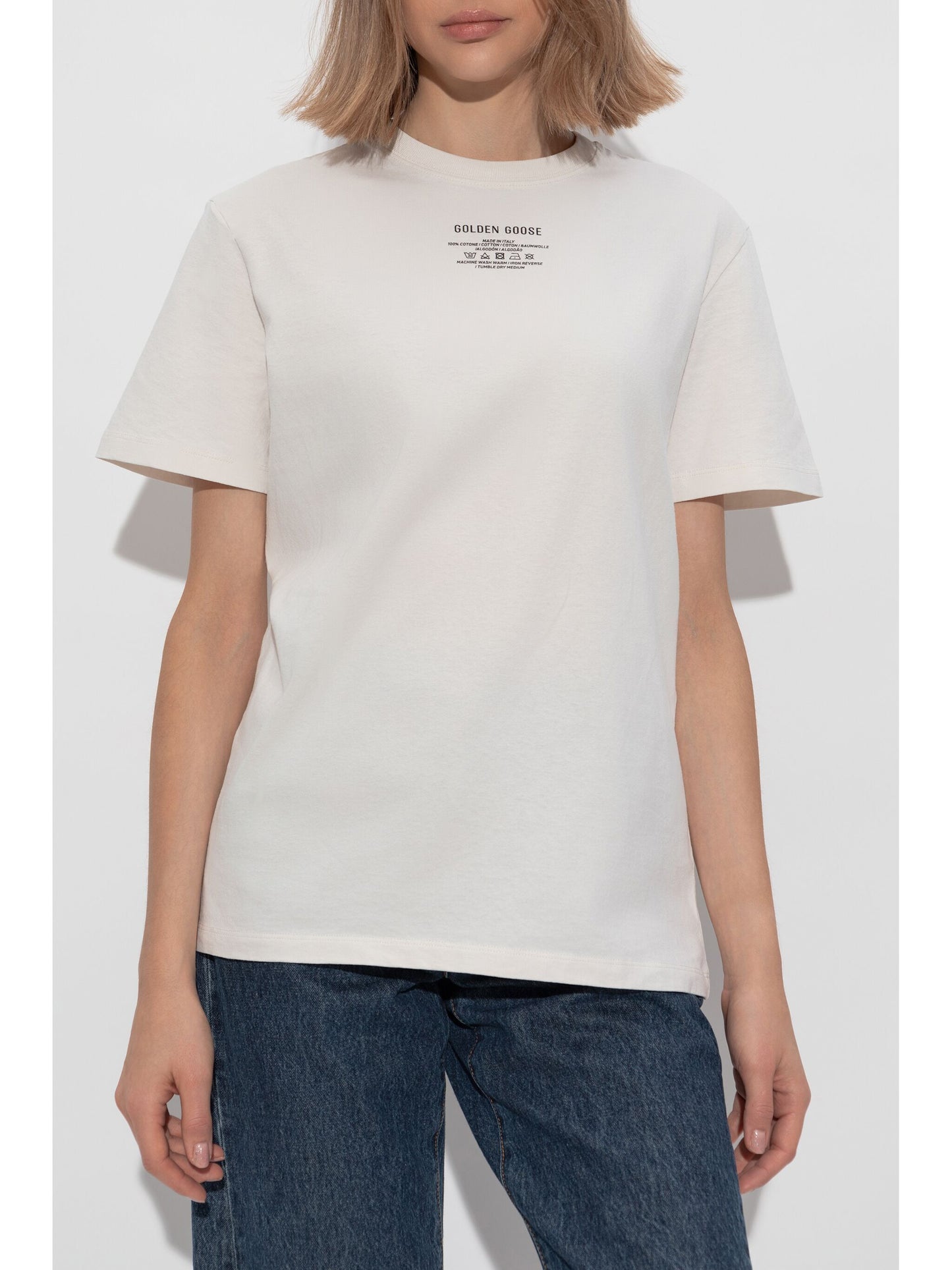 Golden Goose Women Journey W`S T-Shirt Regular  Organic Gauze Cotton Jersey With Care Label Print