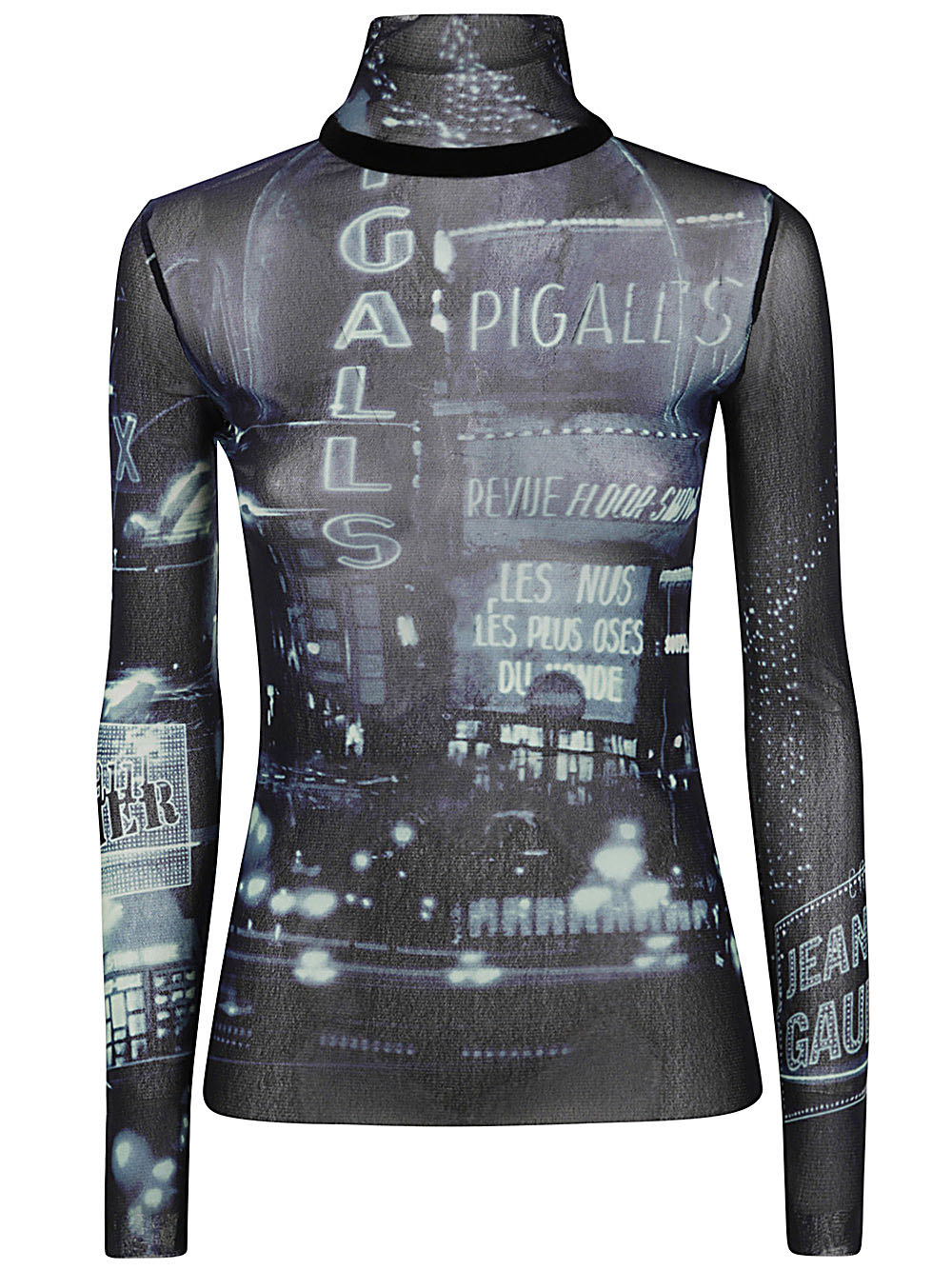 Jean Paul Gaultier Women Mesh Top Longsleeve Printed "Pigalle"