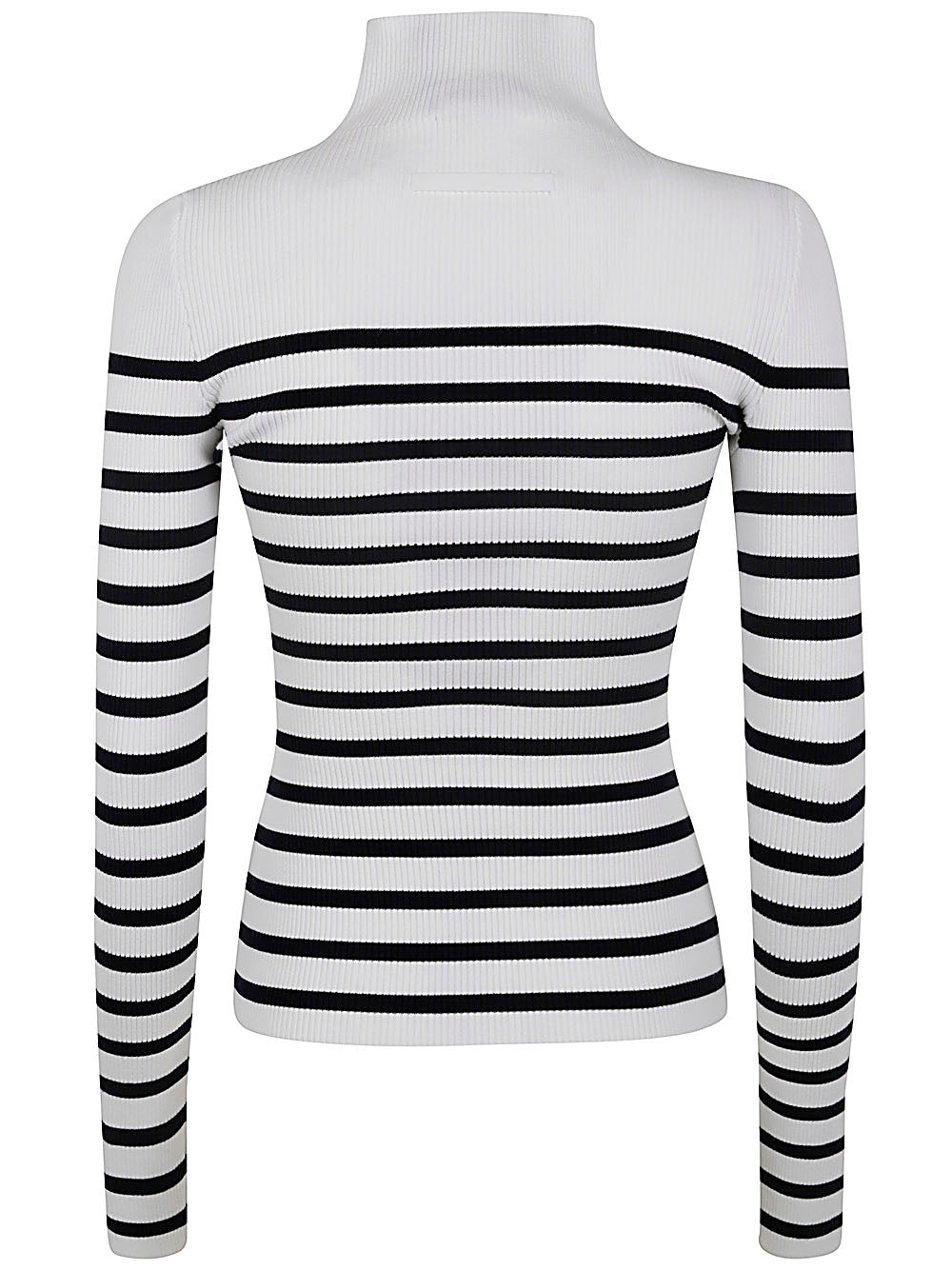 Jean Paul Gaultier Women Ribbed Mariniere Pullover With Transparent Window Detail