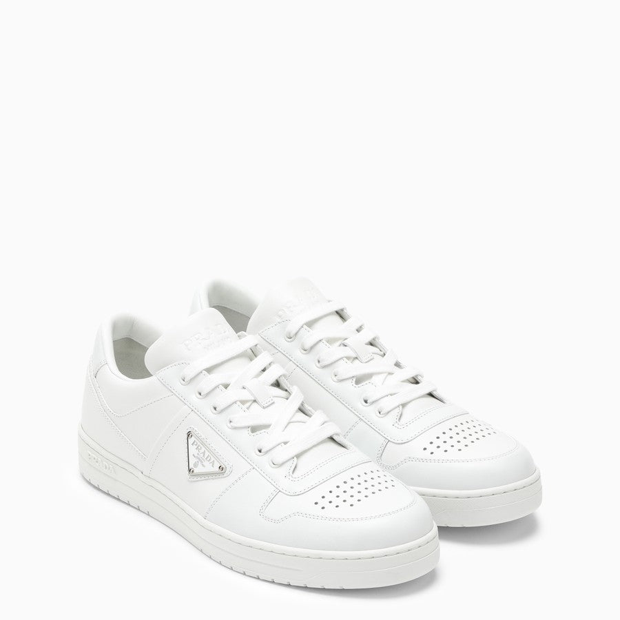 Prada Men White Leather Downtown Sneakers