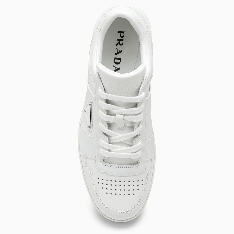 Prada Men White Leather Downtown Sneakers