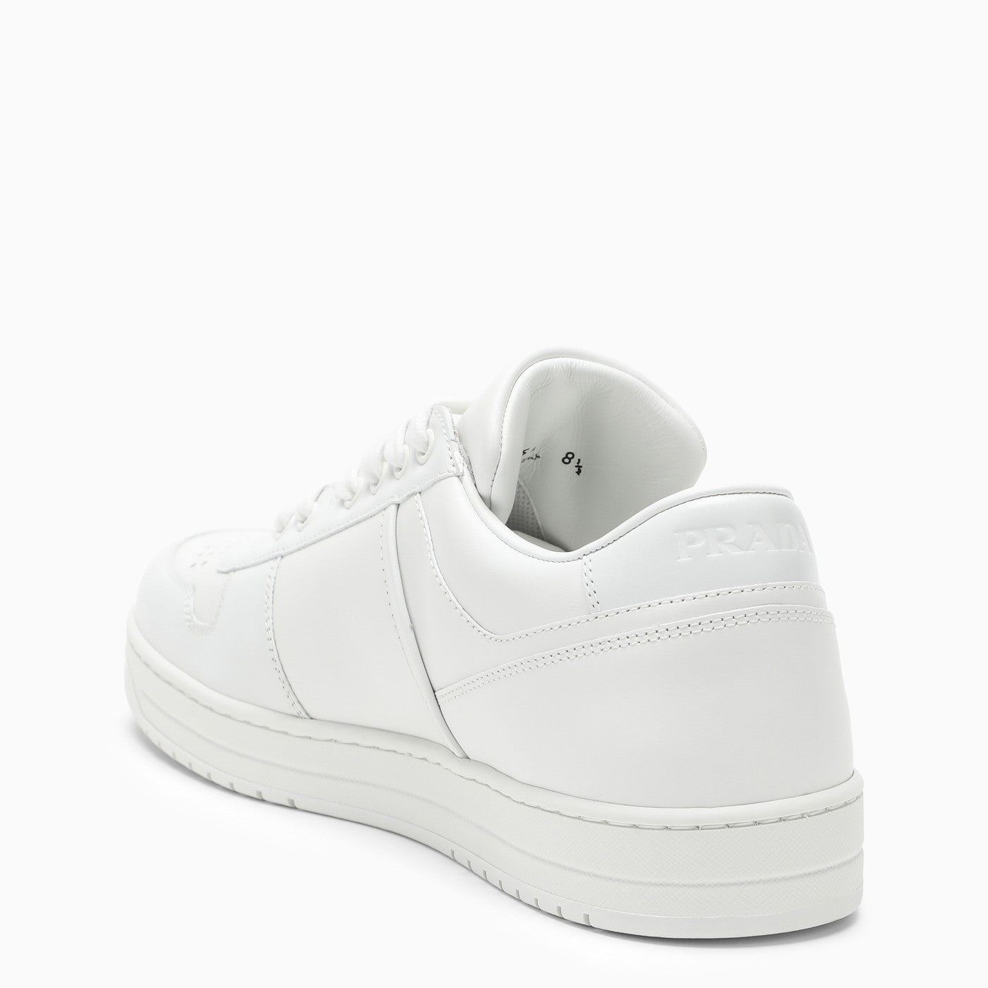 Prada Men White Leather Downtown Sneakers