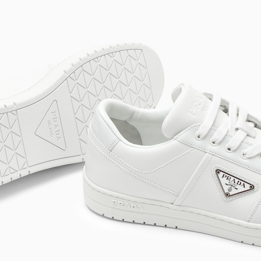 Prada Men White Leather Downtown Sneakers